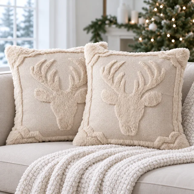 Reindeer Christmas Pillow Covers, 18x18 Set of 2