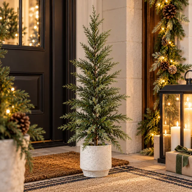 CG Hunter 36 Inch Faux Cedar Tree in Creme Pot
