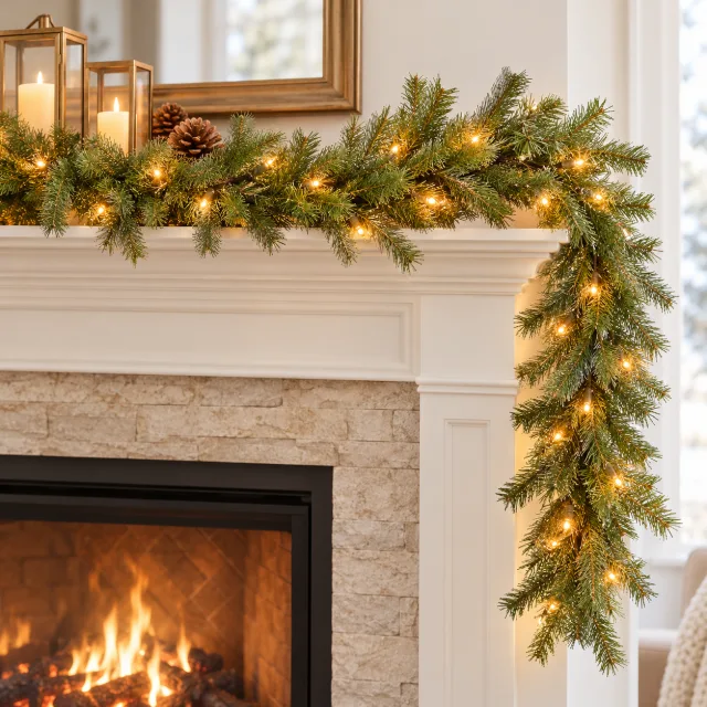 Pre-Lit Norwood Fir Christmas Garland, 9 ft