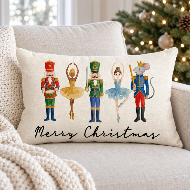 Merry Christmas Nutcracker Pillow Cover