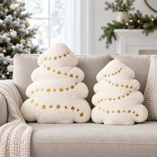 White Christmas Tree Throw Pillows