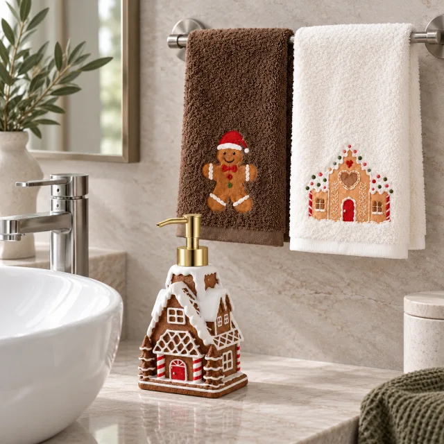 Christmas Soap Dispenser and Hand Towels Gift Set