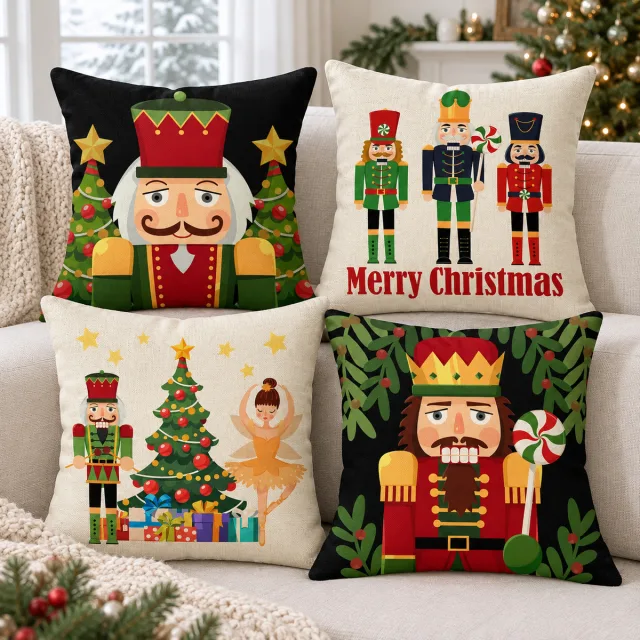 Merry Christmas Nutcracker Pillow Cover, Style 2