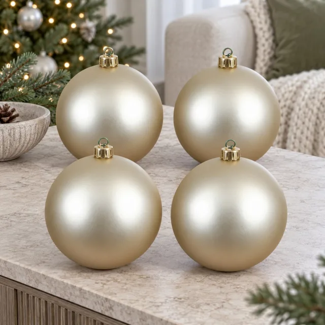 Vickerman 6" Champagne Matte Ball Ornaments, Pack of 4