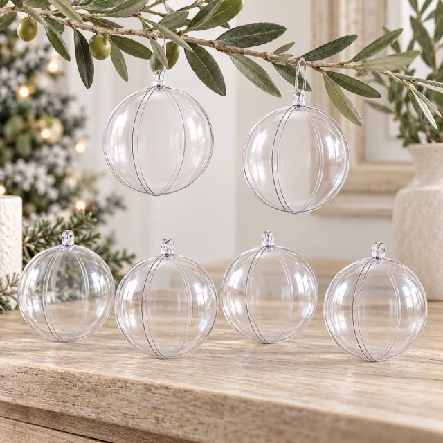 uxcell 6pcs 2 Inch Clear Plastic Ornaments