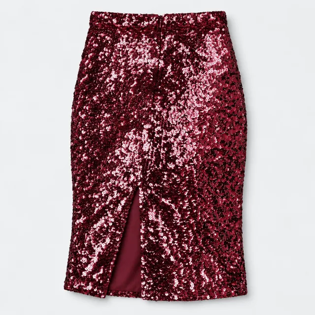 Women's Sequin Midi Pencil Skirt Slit