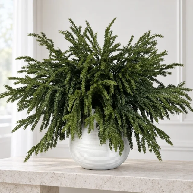 Lifelike Artificial Norfolk Pine Branches, 18", 16 Pcs