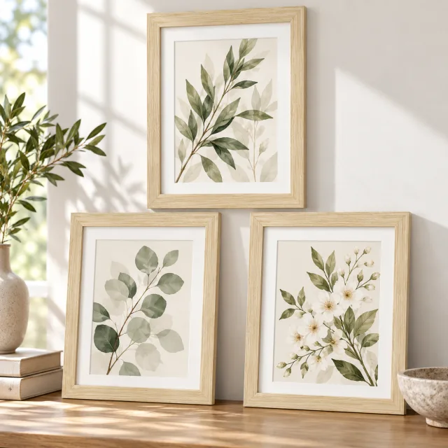 Oak Wood Frame Set of 3