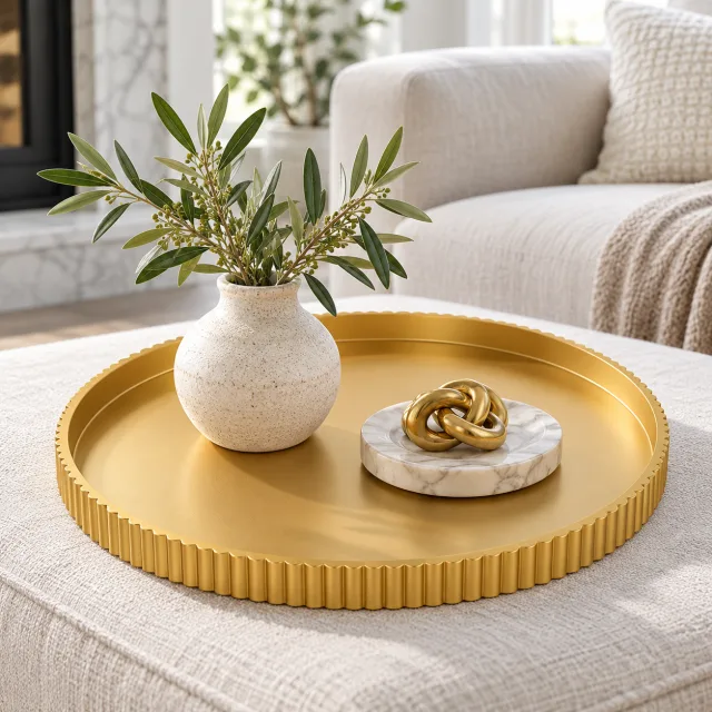 Round Gold Serving Tray