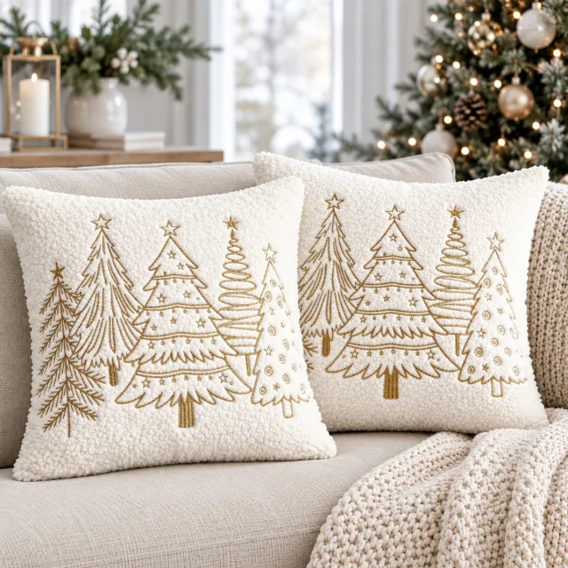 Xmas Trees Christmas Pillow Cover, 18x18, 2 PCS, Style 2