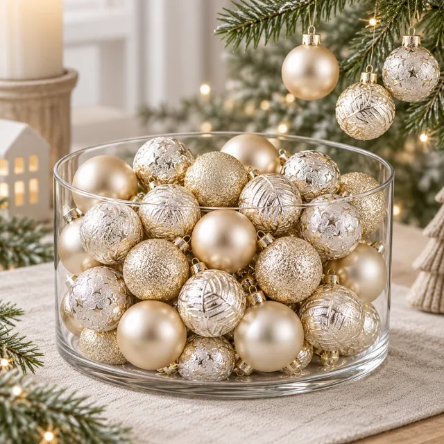 34ct Champagne Mini Christmas Ball Ornaments