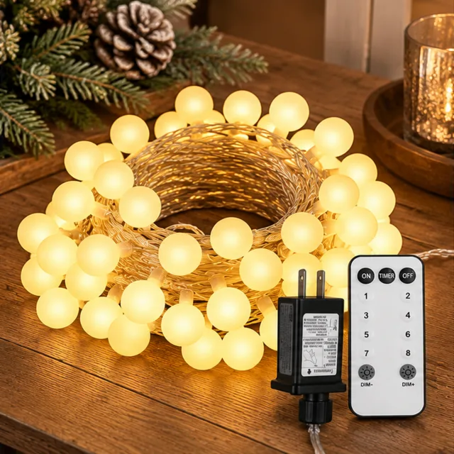 JMEXSUSS 100 LED Globe String Lights, 33ft Warm White
