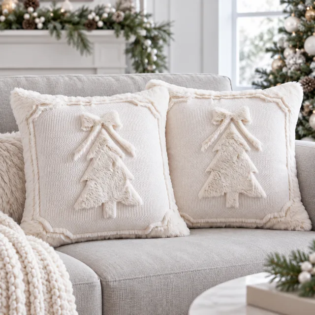 Bow Tree Christmas Pillow Covers, 18x18 Set of 2