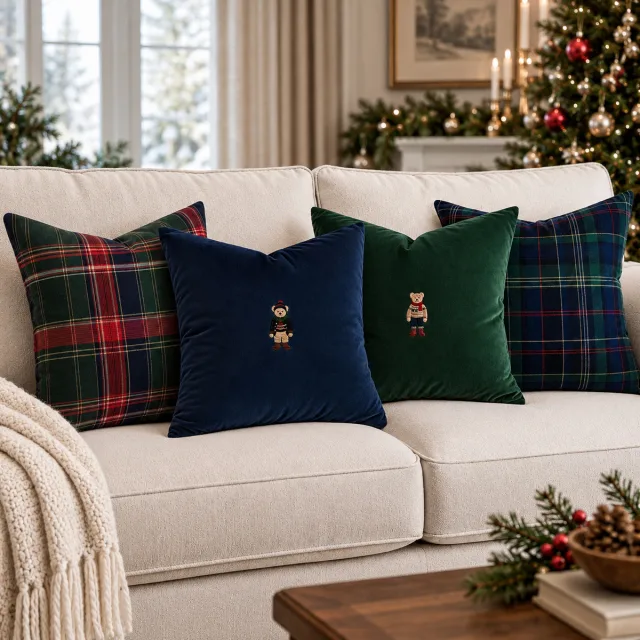 Heritage Christmas Throw Pillow Covers, 18x18 Set of 4