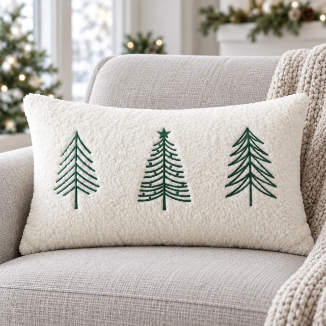 Christmas Tree Lumbar Pillow Cover, 12x20 Green