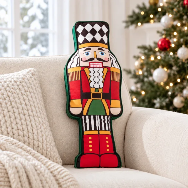 Nutcracker Hooked Shaped Christmas Throw Pillow
