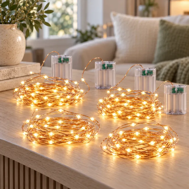 4 Pack Fairy Lights Battery Operated, 16FT 50 LED