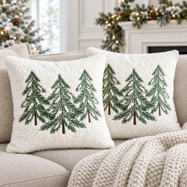 Christmas Pillow Covers, 18x18 White, 2 PCS