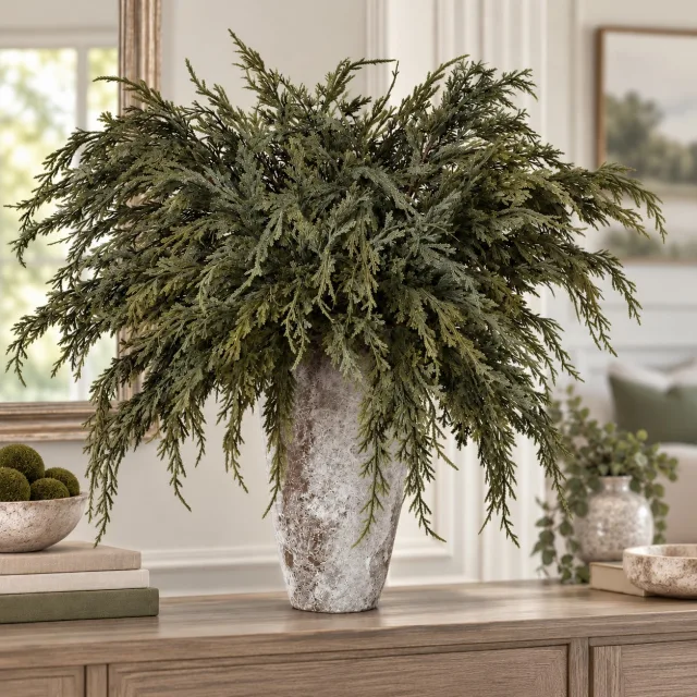 Long Artificial Cedar Pine Branches for Vases, 36", 12 Pcs