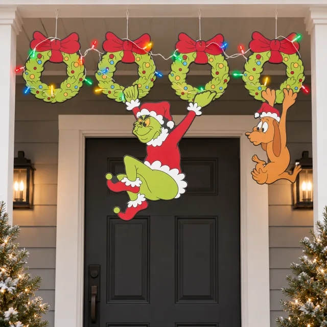 Outdoor Christmas Fence Decorations, 6Pcs Light Up Fence Peekers