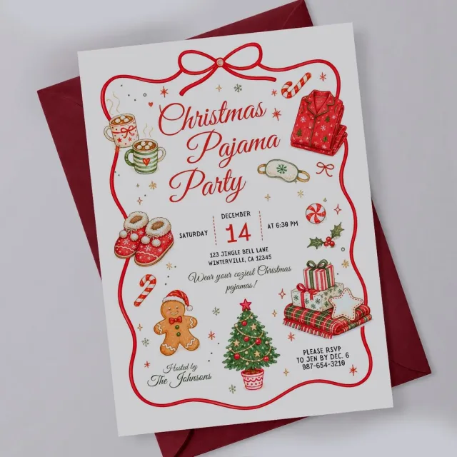 Christmas Pajama Party Invitation