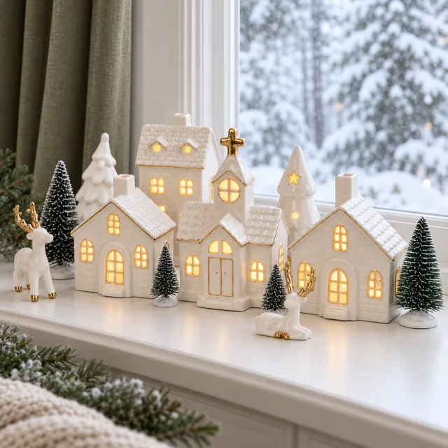 Christmas Village Sets, 12 Pcs Christmas Village Houses