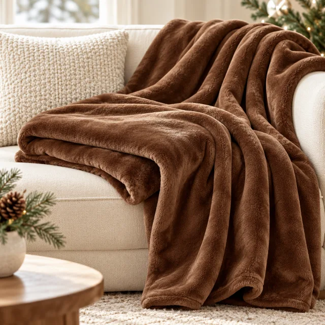 Fleece Blanket King Size, Brown